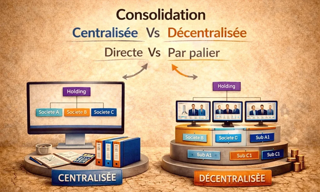 Organisation de la consolidation : centralisée ou décentralisée ? Directe ou par palier ?